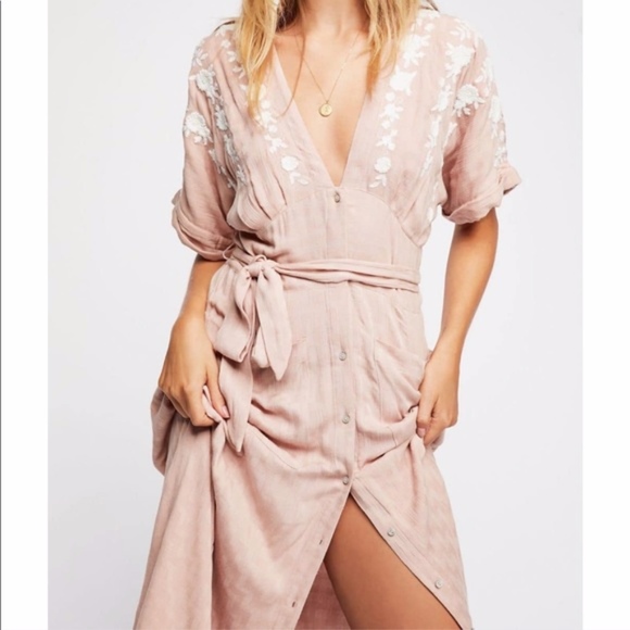 Free People Light Pink Midi Dress - New - Picture 6 of 8